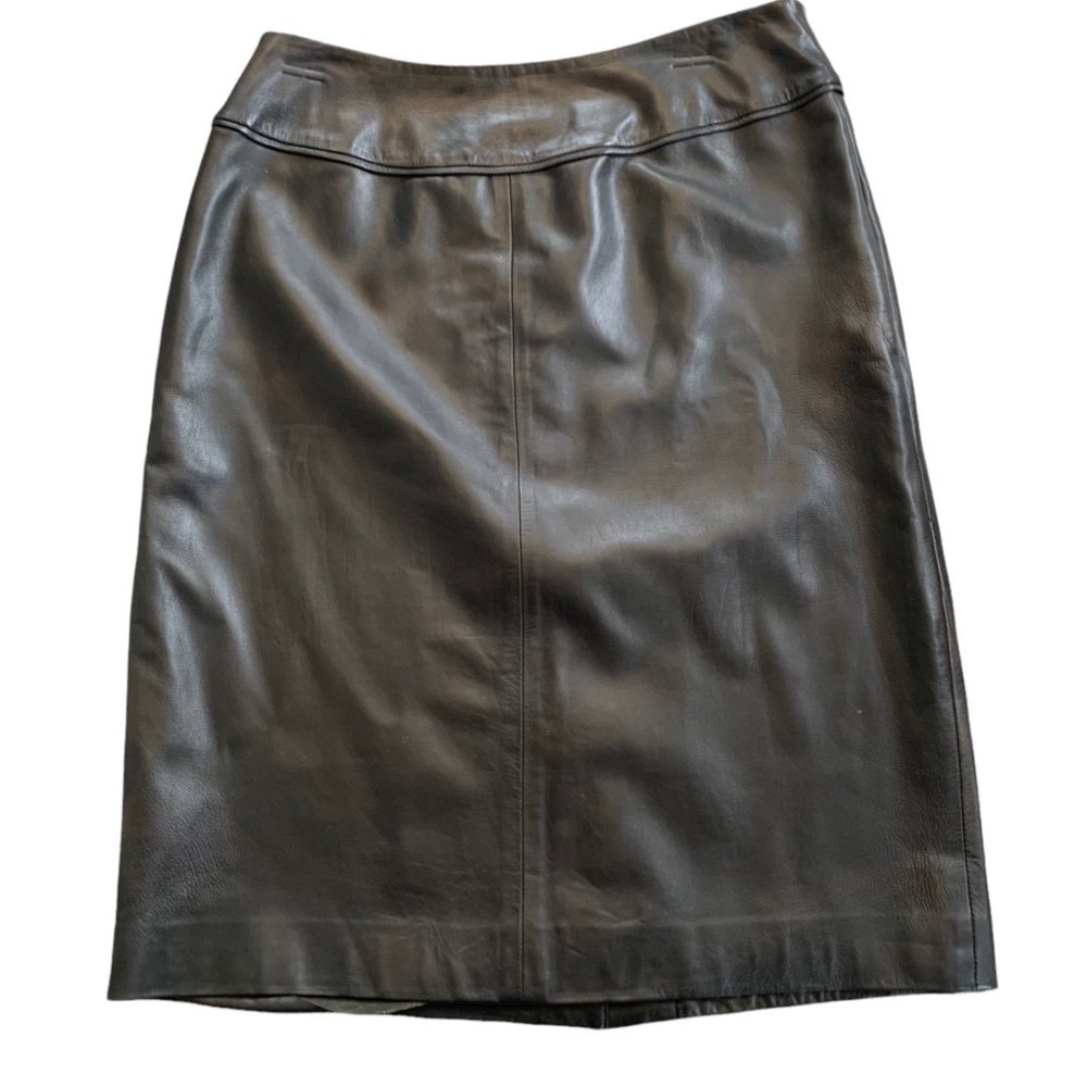 Vintage Z By Zelda Rich Chocolate Brown Smooth Lamb Skin Leather Skirt